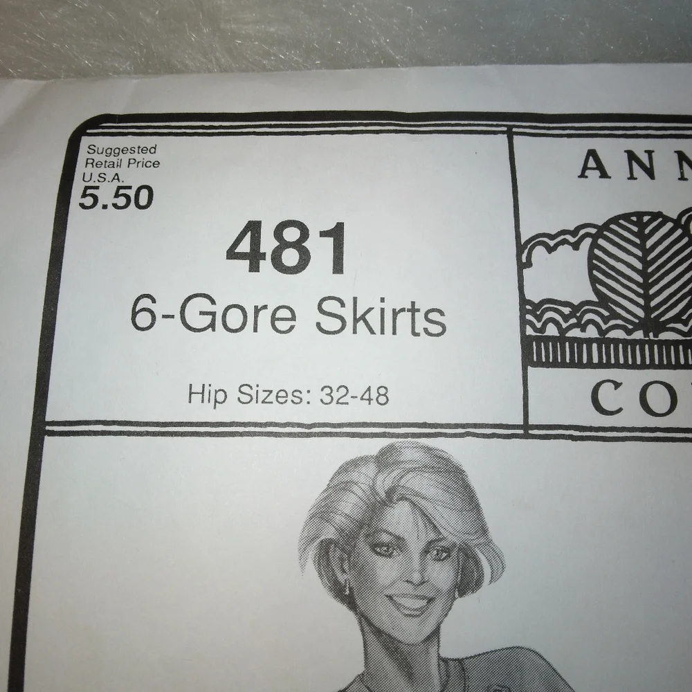 STRETCH & SEW 481 Six Gore Skirt Hip Size 32-48, Ann Person Collectibles